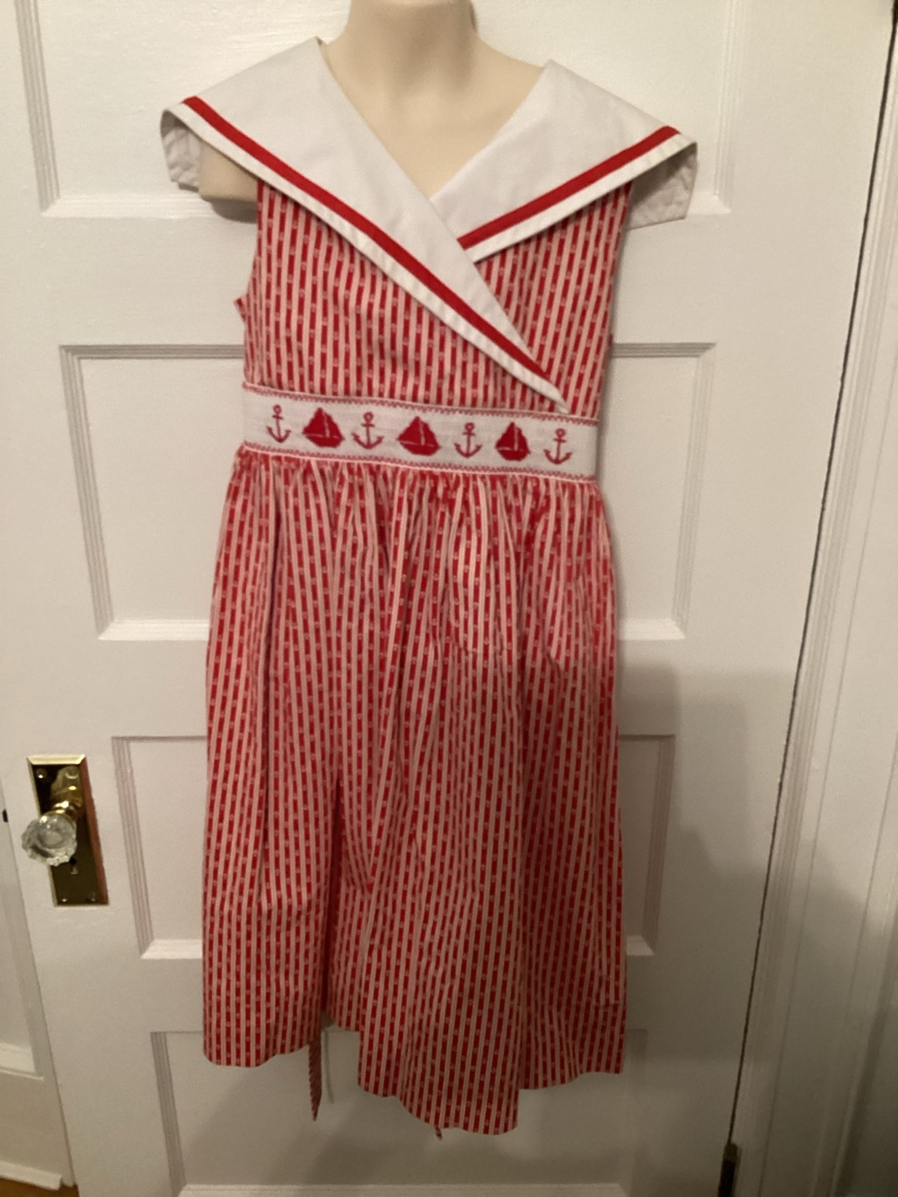 100% Cotton Anavini Red & White Nautical Sailor Dress